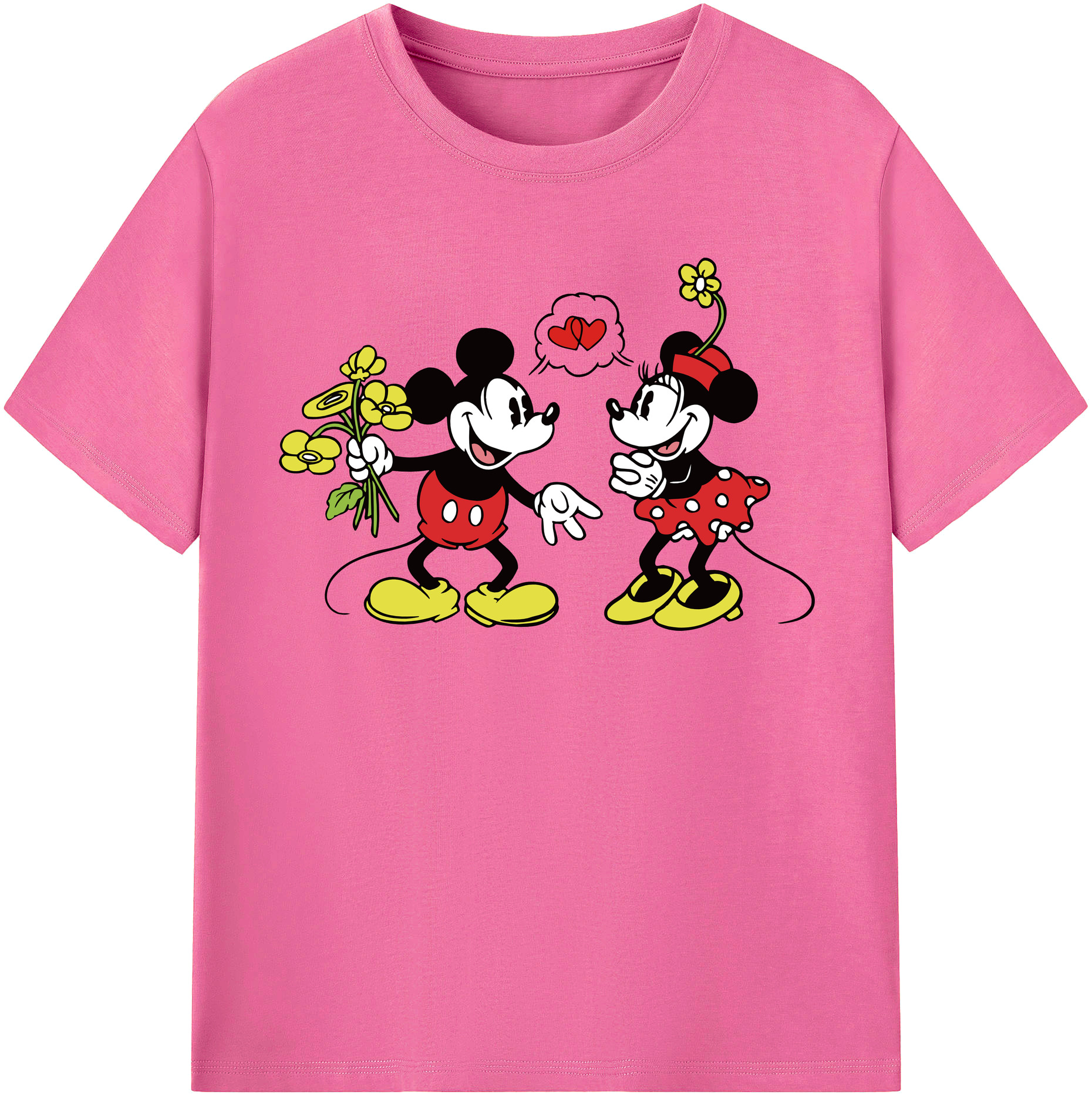 （画像用） ミッキーマウス Mickey Mouse レディースカジュアルプリントTシャツ（綿100％）